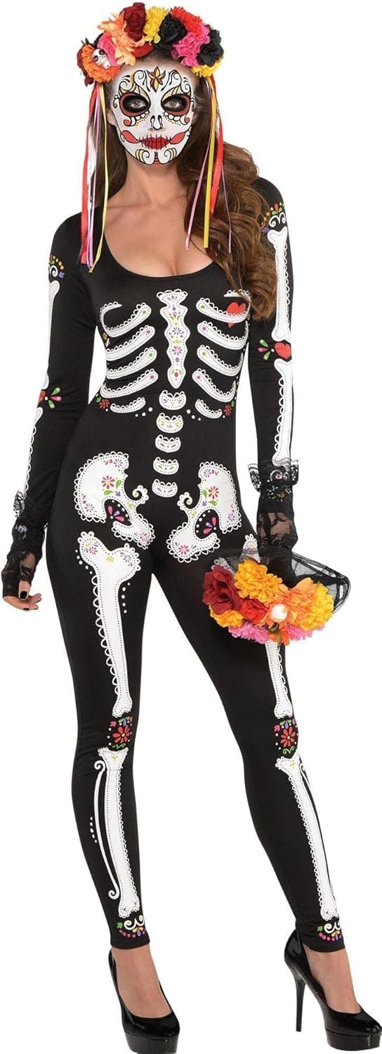 La Muerta Catsuit Party Costume - Small/Medium, Multicolor - 1 Pc.