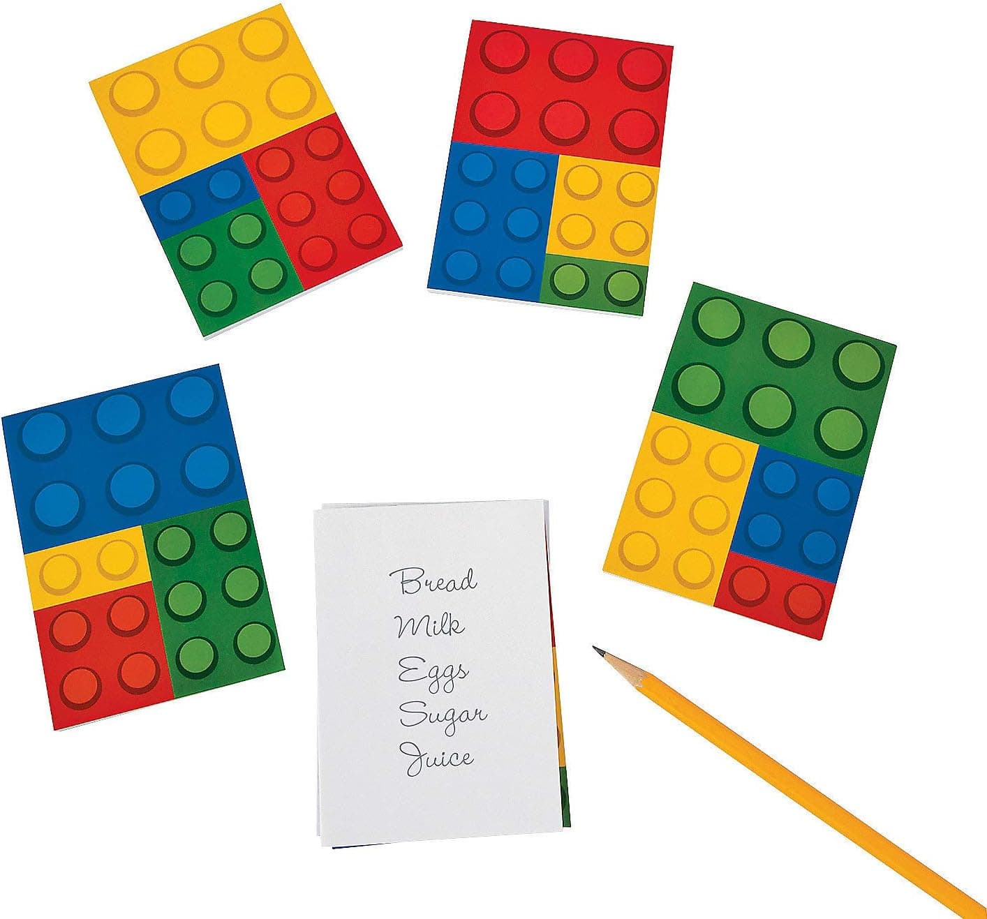 Fun Express - Toy Brick Notepads for Birthday - Stationery - Notepads - Notepads - Birthday - 24 Pieces