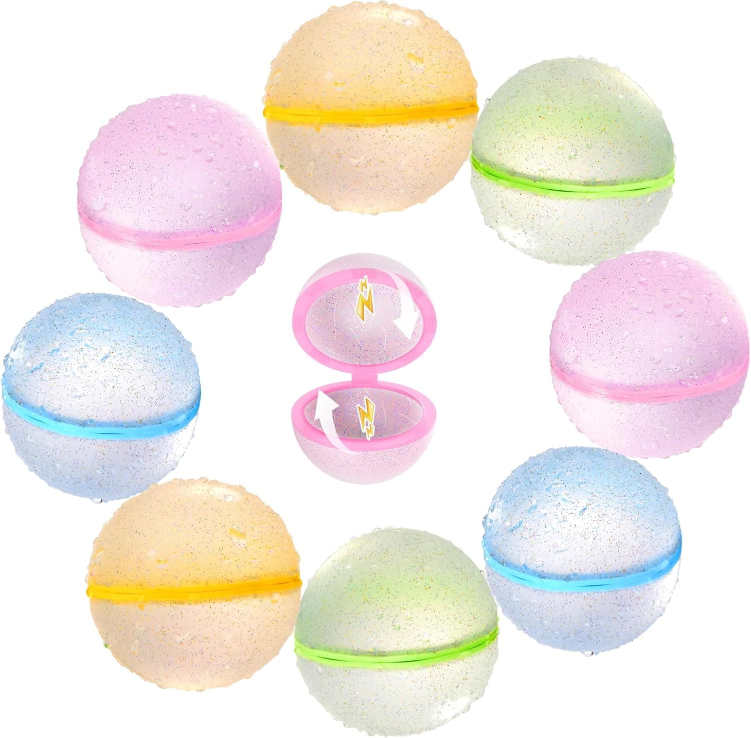 Reusable Water Balloons, Easy Quick Fill Water Bombs, Soft Silicone Water Splash Ball, No Pick UP after Water Fight, Magnetic Water Ball for Outdoor Games, Summer Party, 8PCS