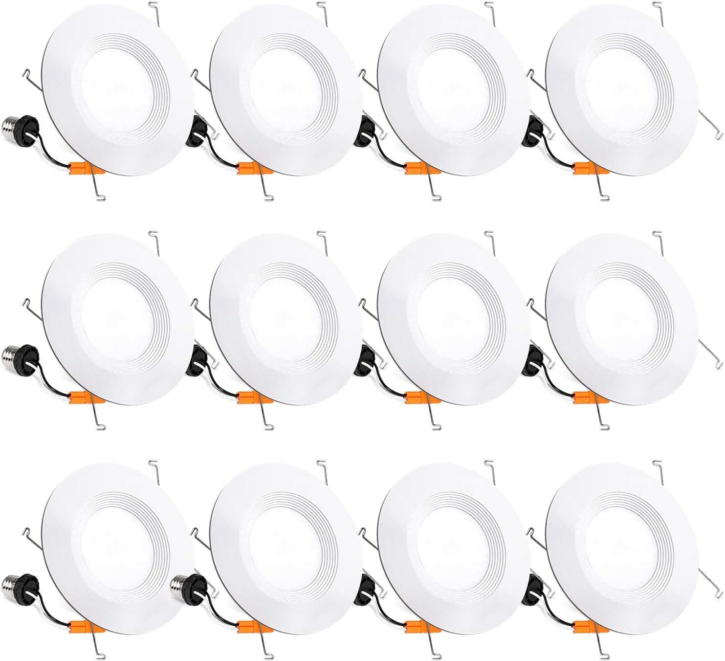 hykolity 12 Pack 5/6 Inch LED Recessed Lighting, Baffle Trim, CRI90, 15W=100W, 1100lm, 3000K Warm White, Dimmable Recessed Lighting, Damp Rated LED Recessed Downlight, ETL Listed