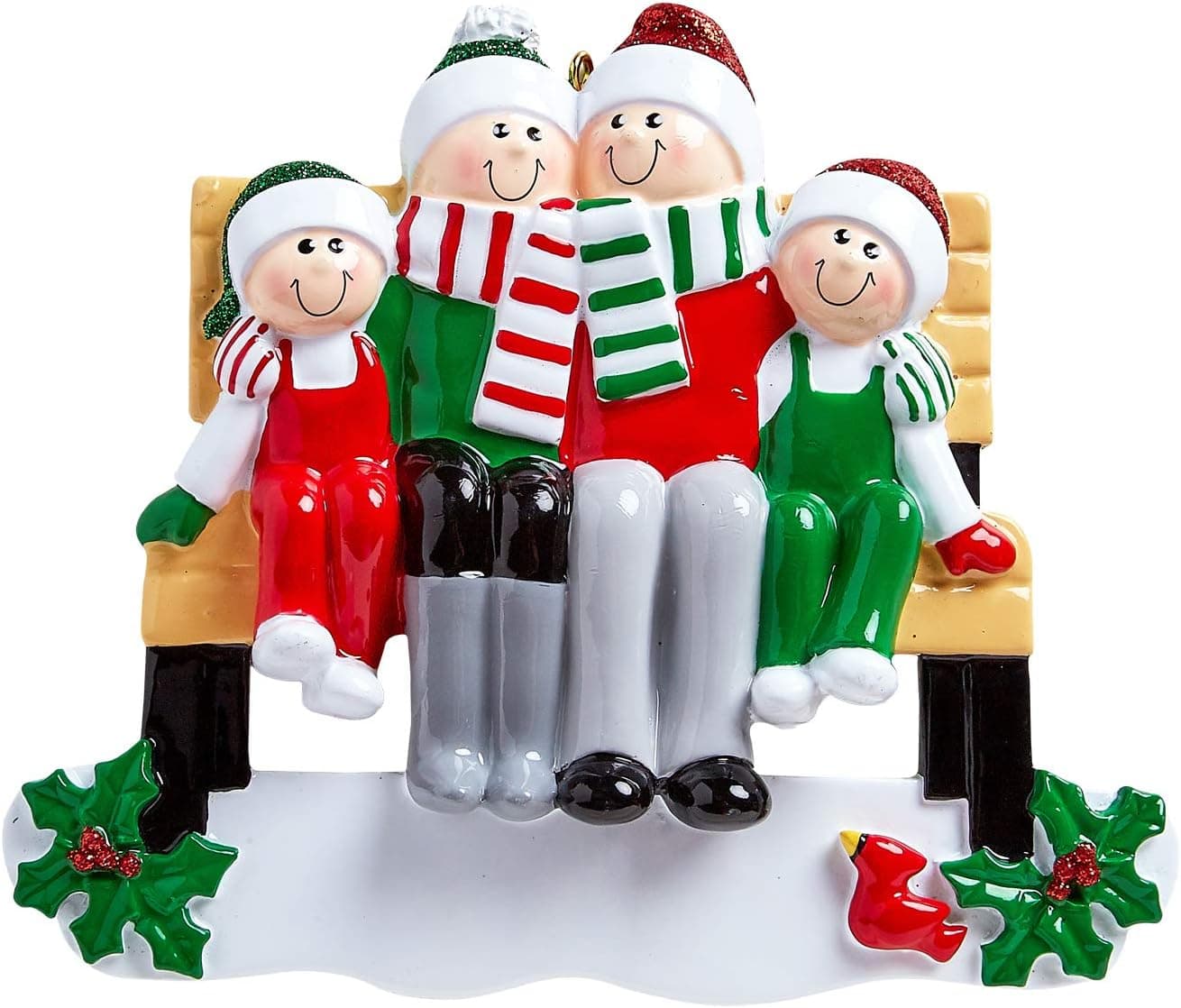 Personalized Family Ornament 2022 - Family of Four Christmas Ornaments 2022 - Park Bench Family Ornament 2022 Family of 4 Christmas Family Ornaments 2022 - Free Customization