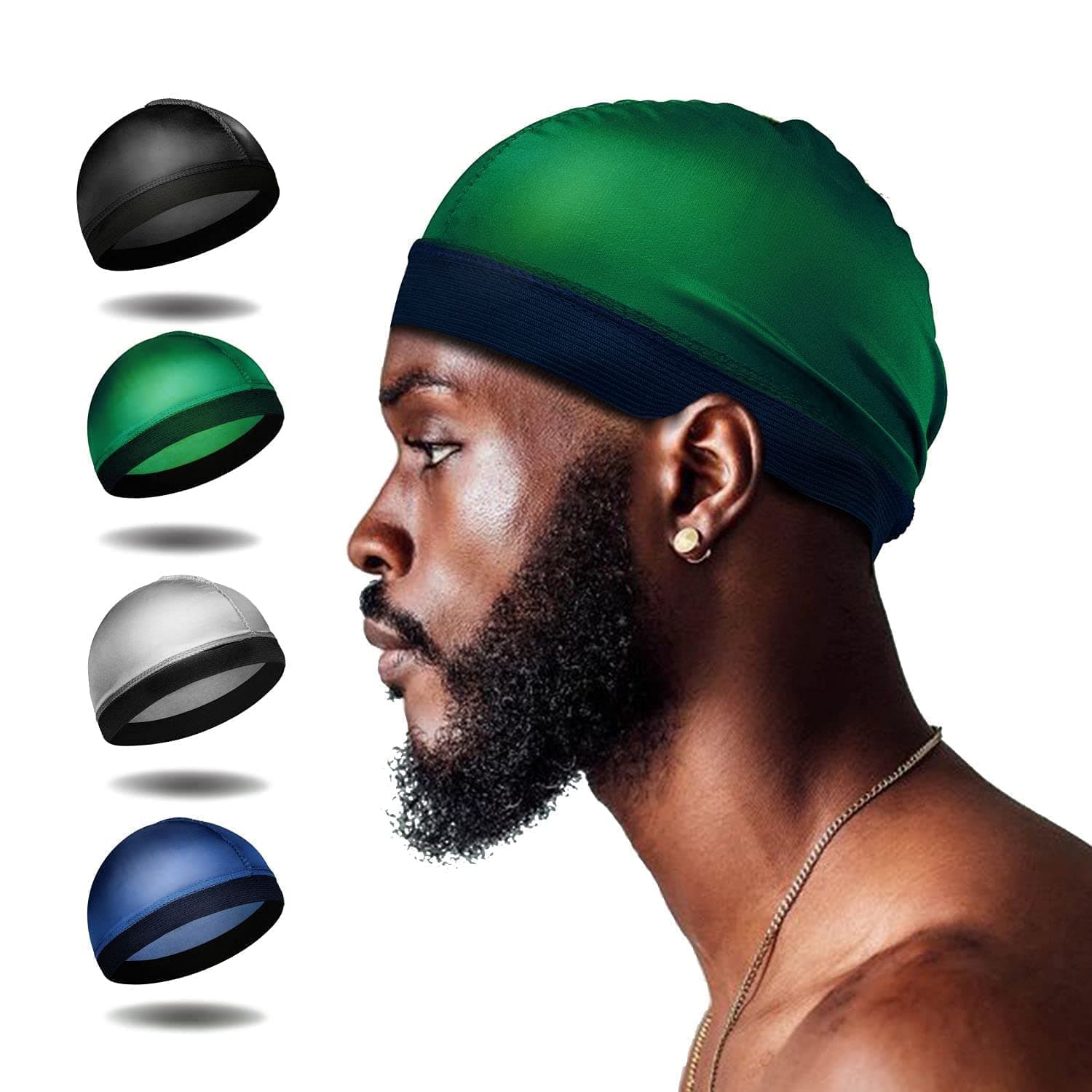 Selalu 4Pcs Wave Cap, Silk Stocking Wave Caps for 360 Waves, Good Compression Over Silky Durag for Men, Large Size Stain Caps Suitable for Adult Wave…