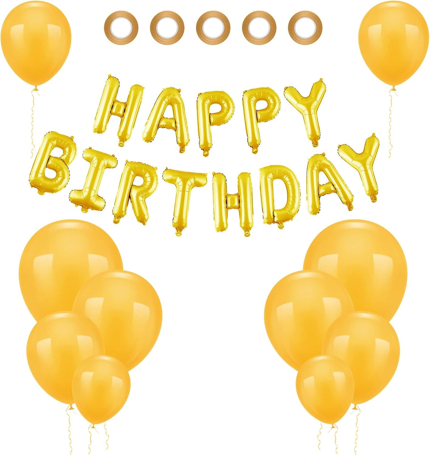 100pcs Gold Balloons Garland Different Size - 18/12/10/5 inch Happy Birthday Balloons Gold with Birthday Balloon Banner for Birthday Party Baby Shower