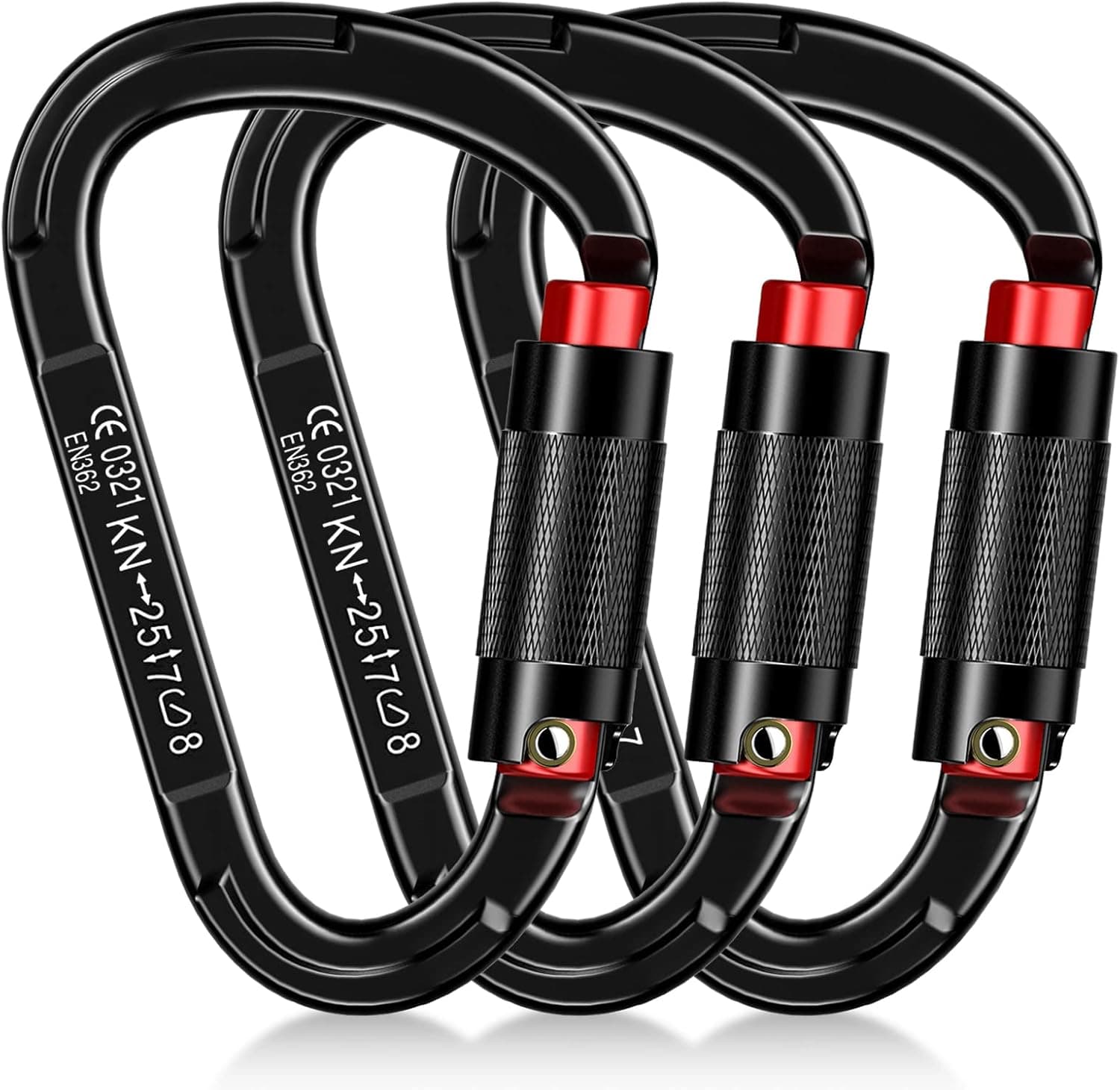 Auto Locking Carabiner Heavy Duty Carabiner 25kN UIAA Certified Climbing Carabiner Climbing Equipment Safety Carabiner for Rappelling, Hammocks, Rescue, Dog Leash, Swing