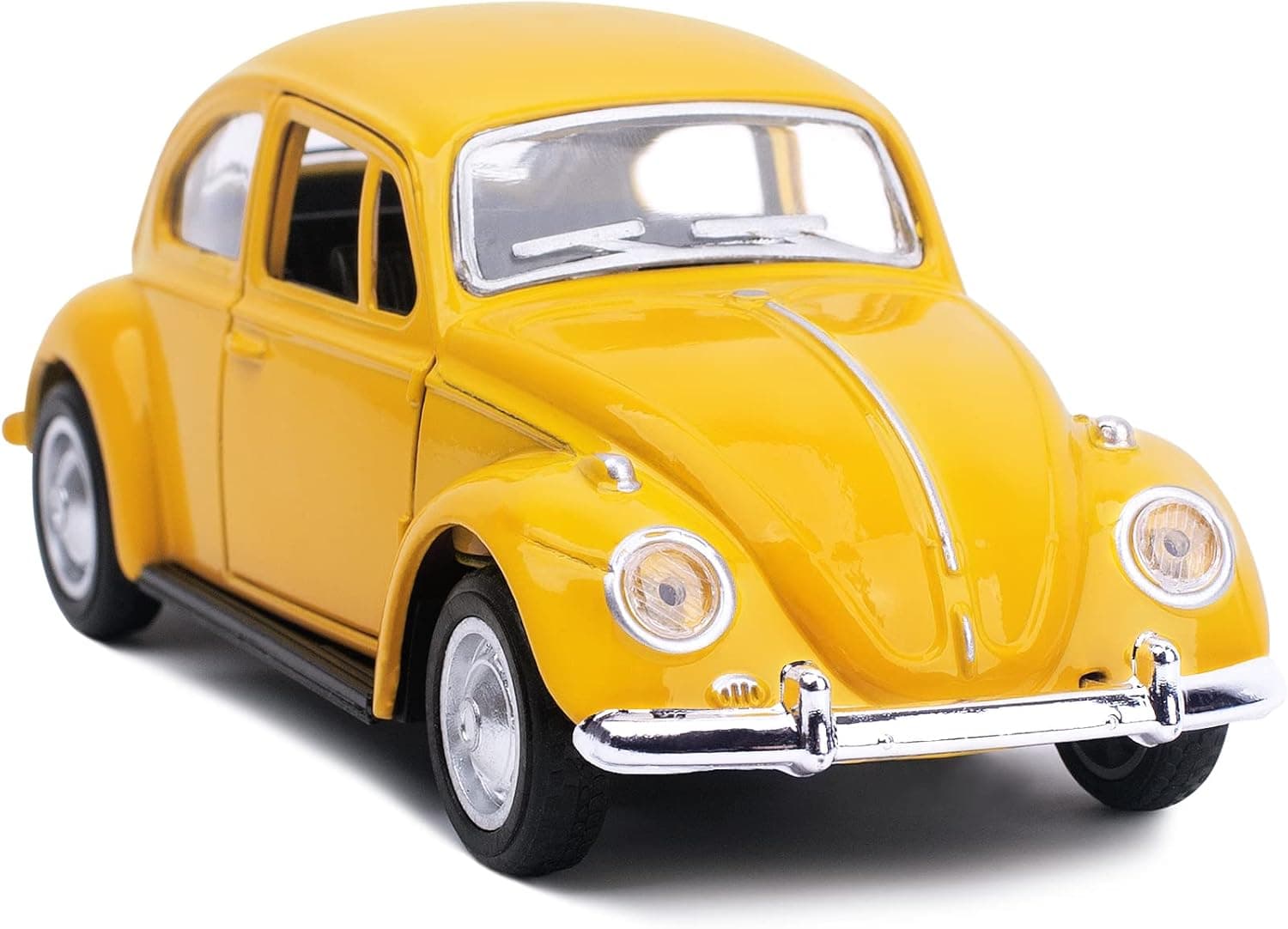 Berry President Classic 1967 Volkswagen Vw Classic Beetle Bug Vintage 1/32 Scale Diecast Metal Pull Back Car Model Toy for Gift/Kids (Yellow)