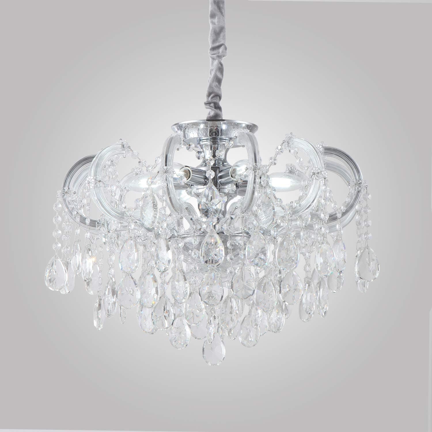 Fashionou K9 Crystal Raindrop Chandelier, Classic Crystal Pendant Lighting for Dining Rooms Living Room(Bulb Not Included)