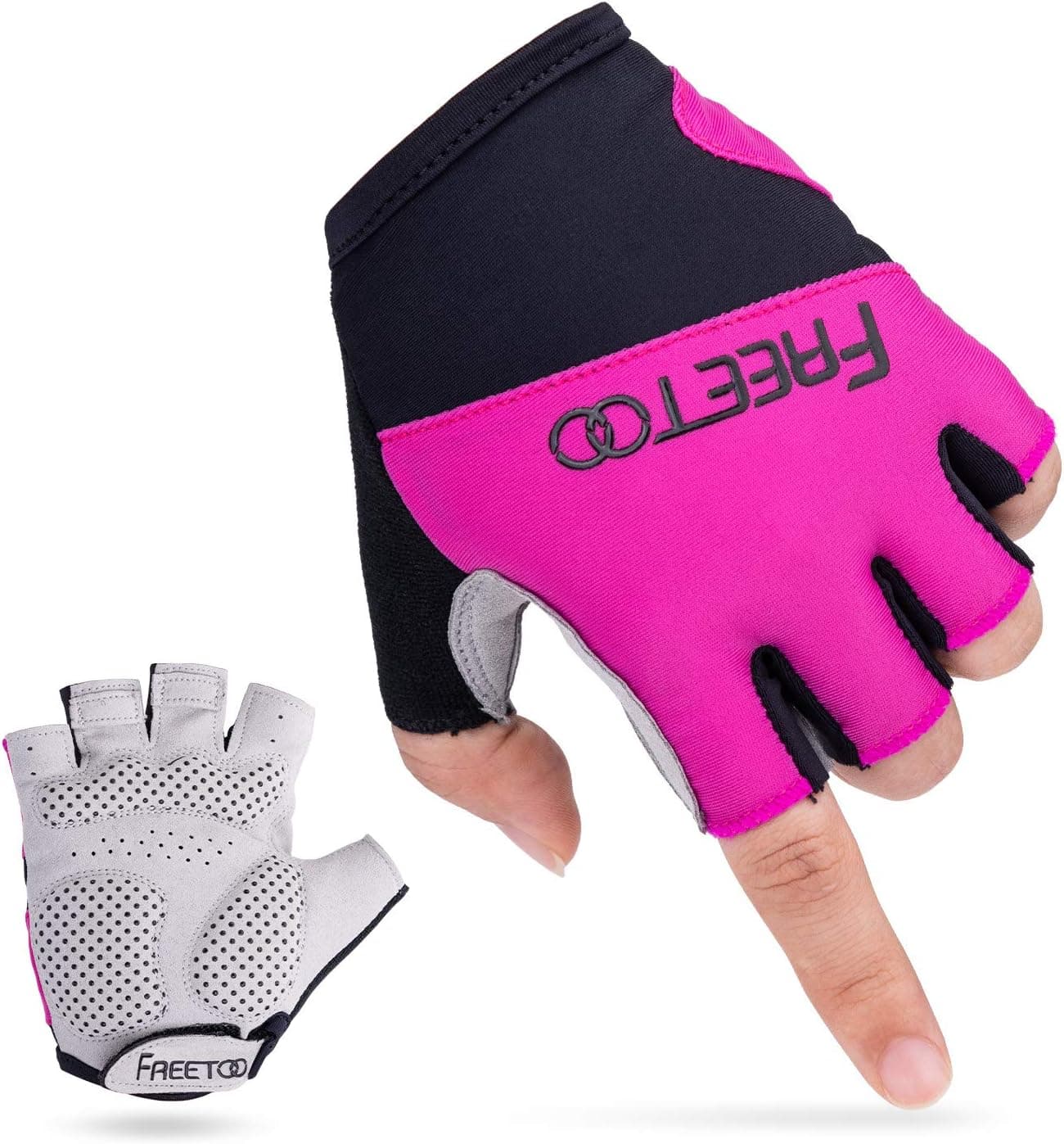 FREETOO Palm Protection Gym Gloves with 4MM SBR Padding for Women Non-Slip Silicone Dotted Fitness Gloves Breathable Exercise Gloves for Cycling, Workout Training, Crossfit, Gymnastic, Pull Ups