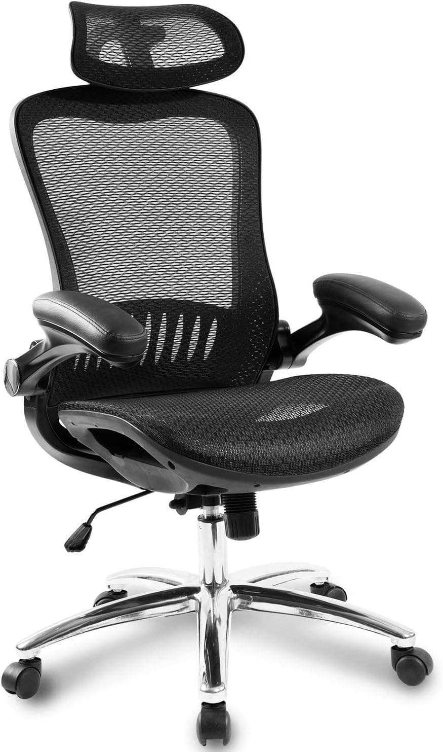 Gaming Chair Ergonomic Office Chair Cheap,Desk Chair,Executive Task Computer Chair Back Support Modern Executive Adjustable Arms Rolling Swivel Chair,Black+White (Bright Black)
