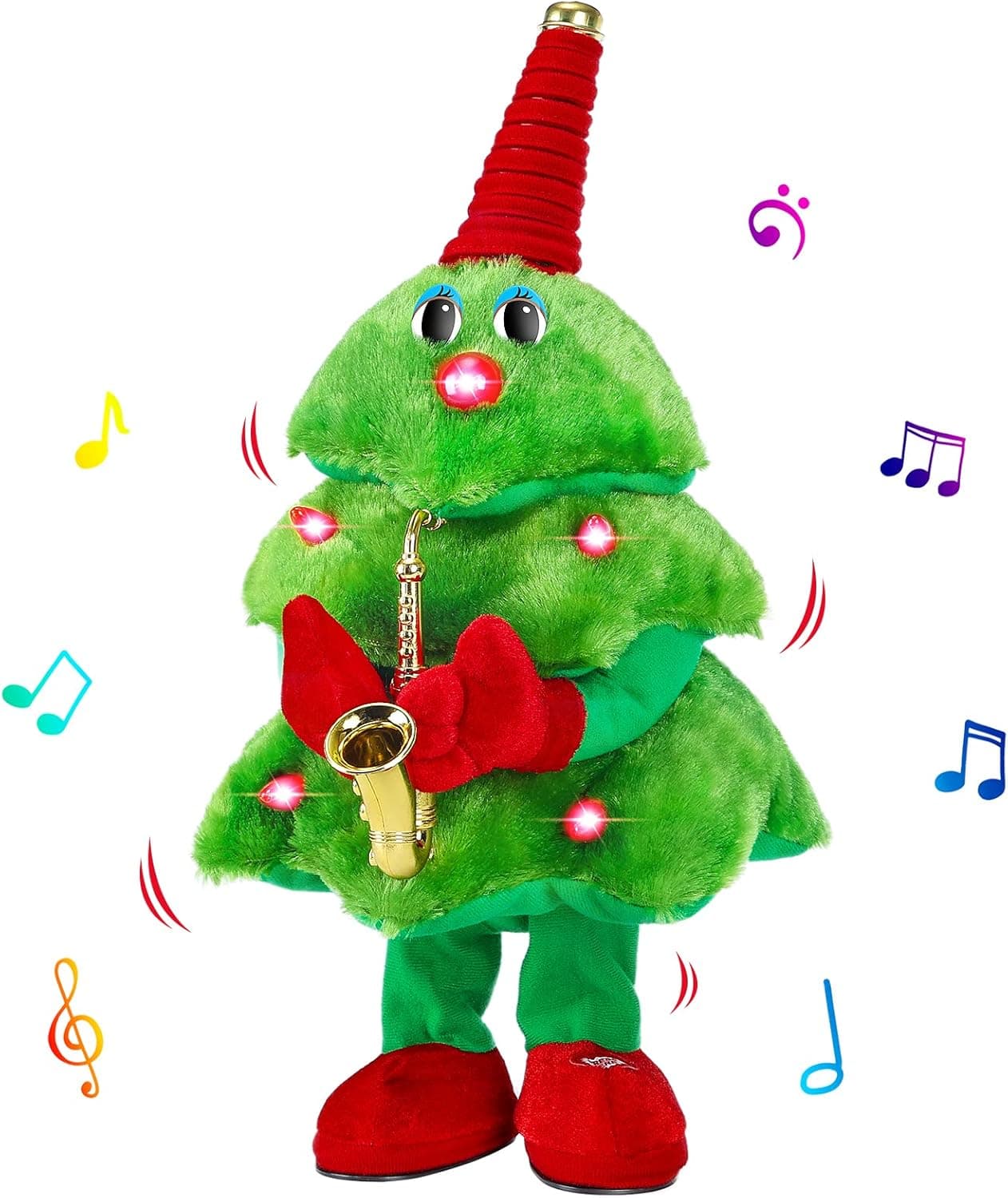 Electric Christmas Tree Plush Toy, Singing and Dancing Christmas Toys with Lights, Animated Christmas Table Decorations Cute Funny New Year Xmas Gifts for Family Friends Toddlers Kids…