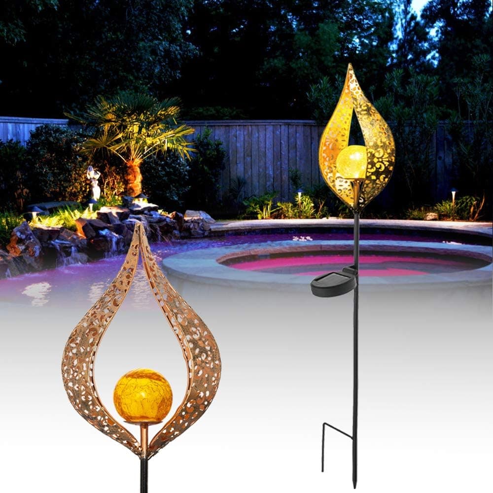 Solar Garden Lights Decor,Crackle Glass Globe Stake Lights,Waterproof LED Lights for Garden/Lawn/Patio/Yard