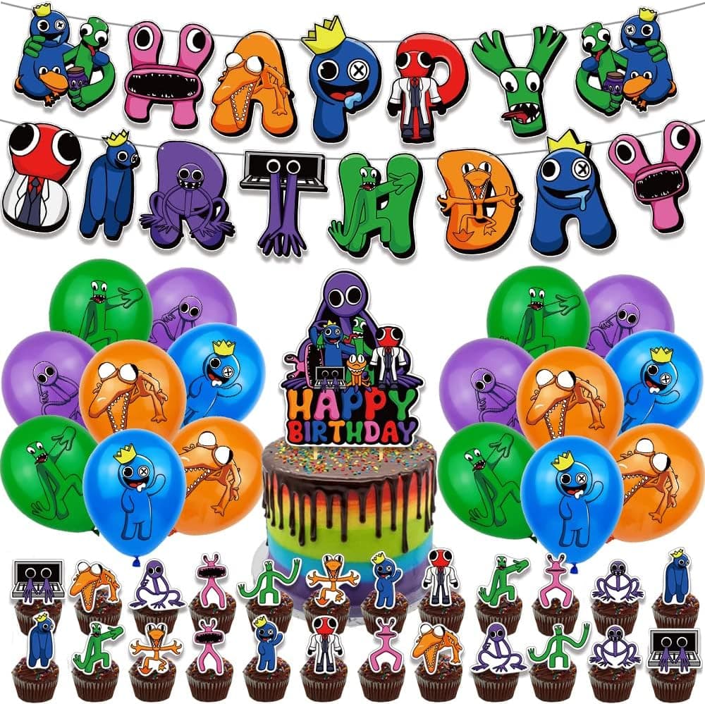 Cartoon Birthday Party Supplies Included Birthday Banner,Latex Balloons,Cake Topper,cupcaketoppers For Party Decoration