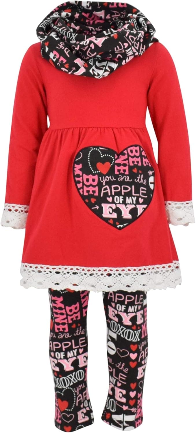Unique Baby Girls Valentine's Day Outfit Crotchet Trim Legging Set
