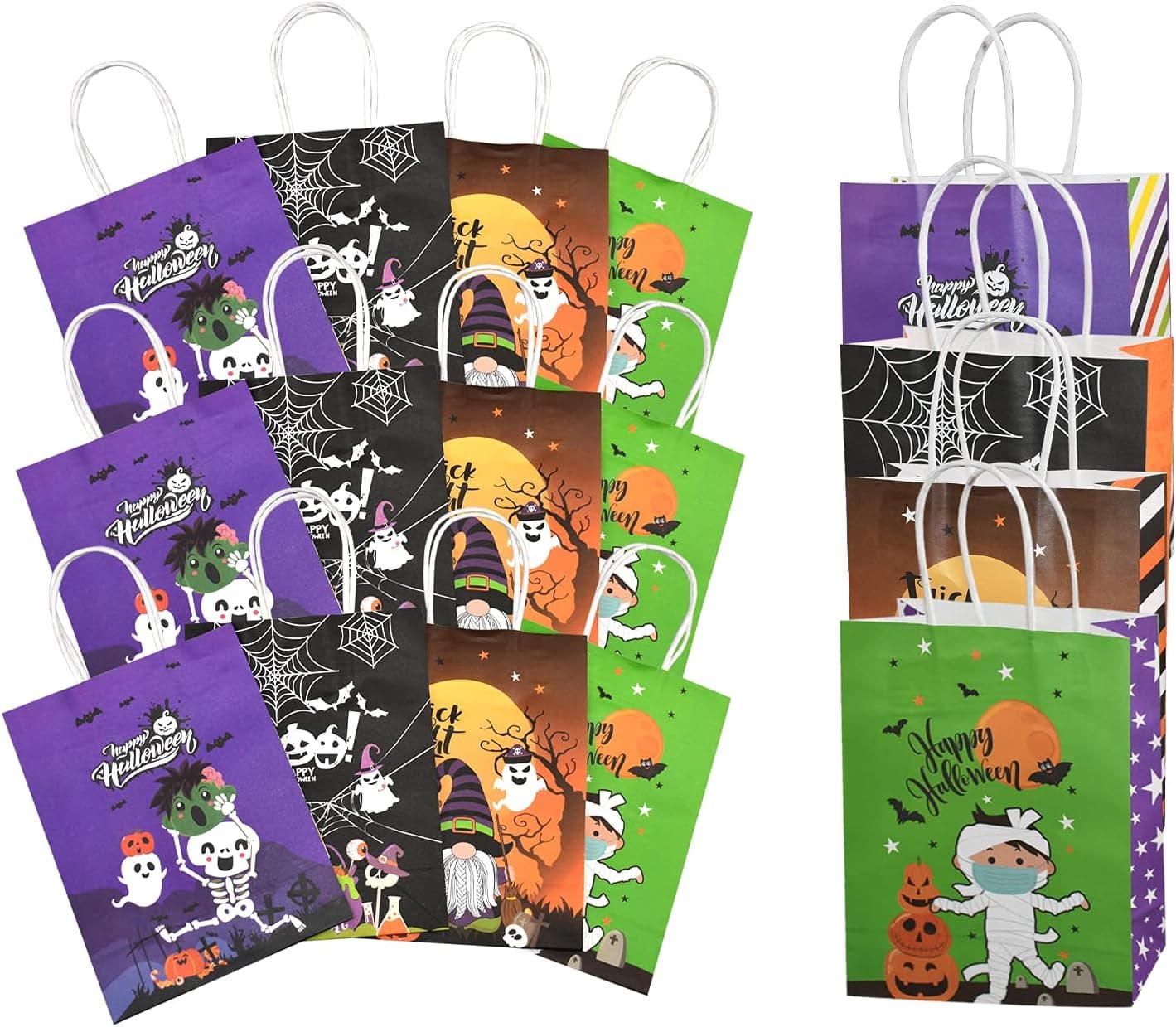 Halloween Treats Bags Party Favors, 4 Styles 12pcs Candy Bags With High Capacity For Trick or Treat Party Children's Halloween Party Supplies