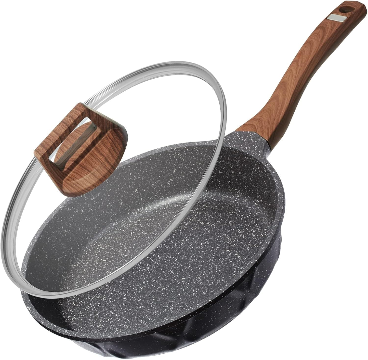 Anyfish 8 Inch Frying Pan with Lid Nonstick Induction Skillet Small Omelette Pan