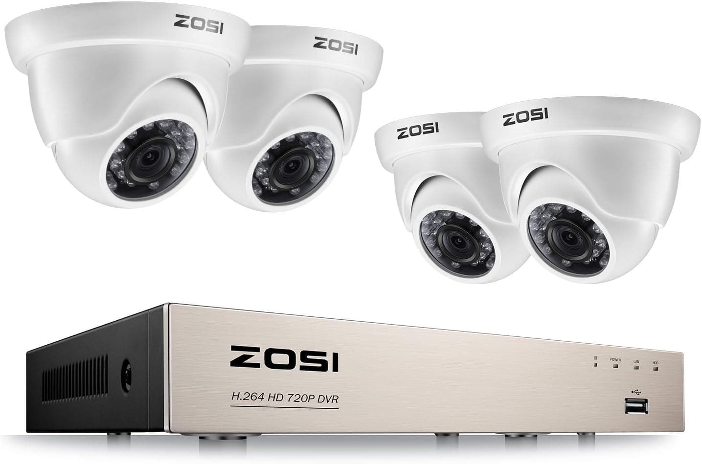 ZOSI 8CH FULL HD 1080P CCTV Security camera System,1080P HD-TVI DVR Recorder With 4X 2.0MP 1080P(1980TVL) Indoor Outdoor Surveillance Cameras NO HDD,65ft Night Vision,Customizable Motion Detection