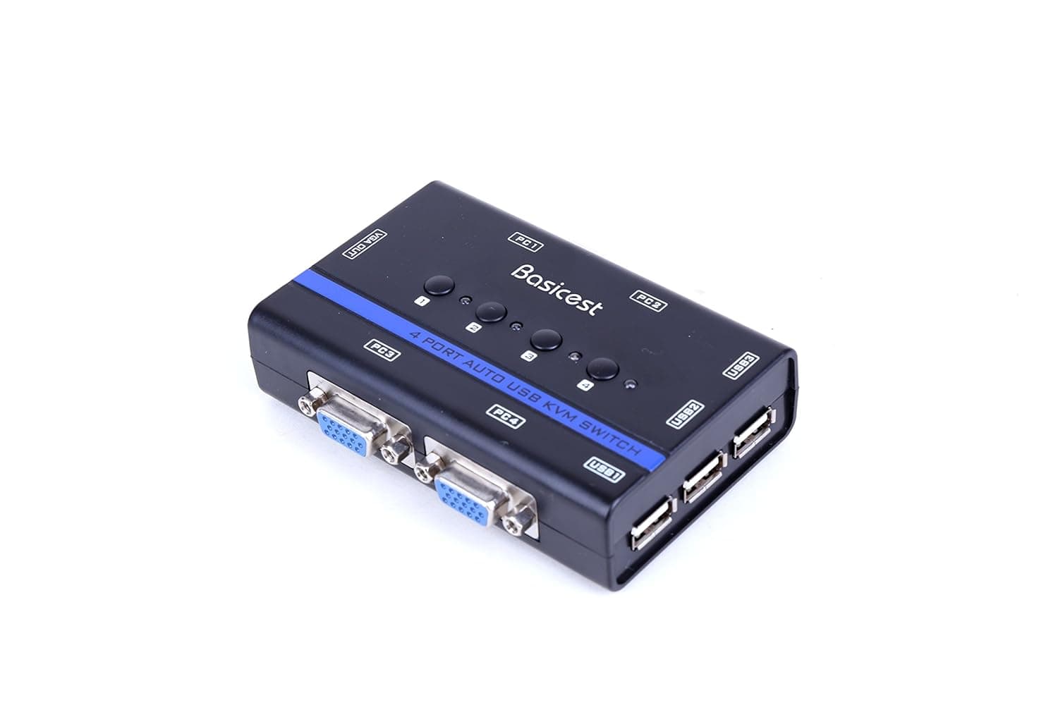 Basicest BAS2150 Freedom 4 Ports Electronic VGA Switch Box KVM Switch Auto USB KVM