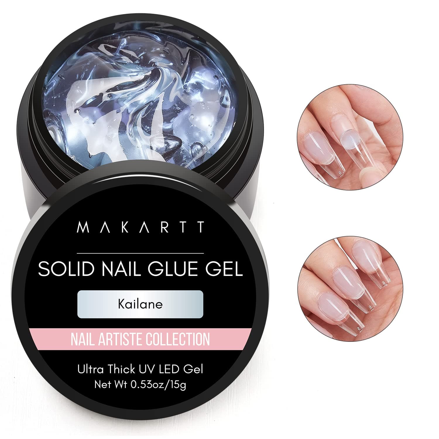 Makartt Solid Nail Gel Glue for Soft Gel Nail Tips Kailane Solid Nail Glue Gel for Press On Nails Acrylic Fake Nails Solid Builder Gel for Nail Strengthen Nail Art DIY Home Salon 15ML UV Light Cured
