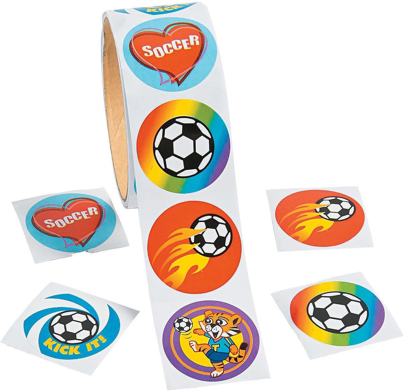 Fun Express Soccer Stickers (100 per roll) Assorted Designs
