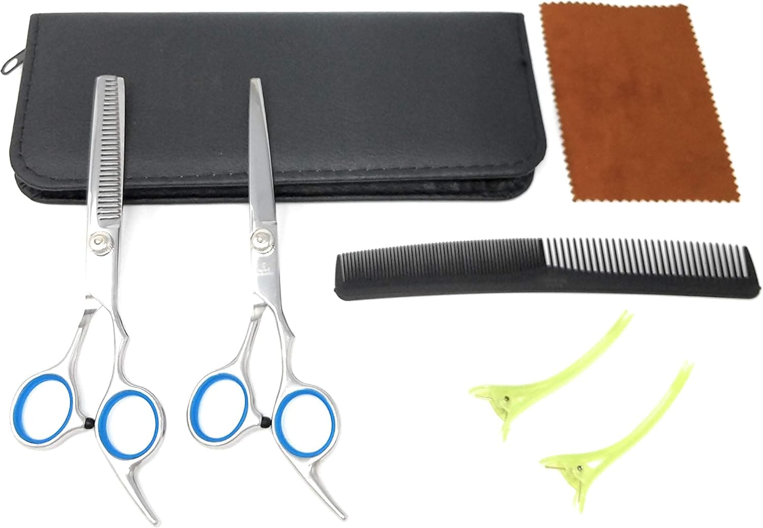 6-inch Stainless Steel Hair Cutting Scissors and Thinning Shears, Clippers and Grooming Set, Professional Barber Salon Style Kit