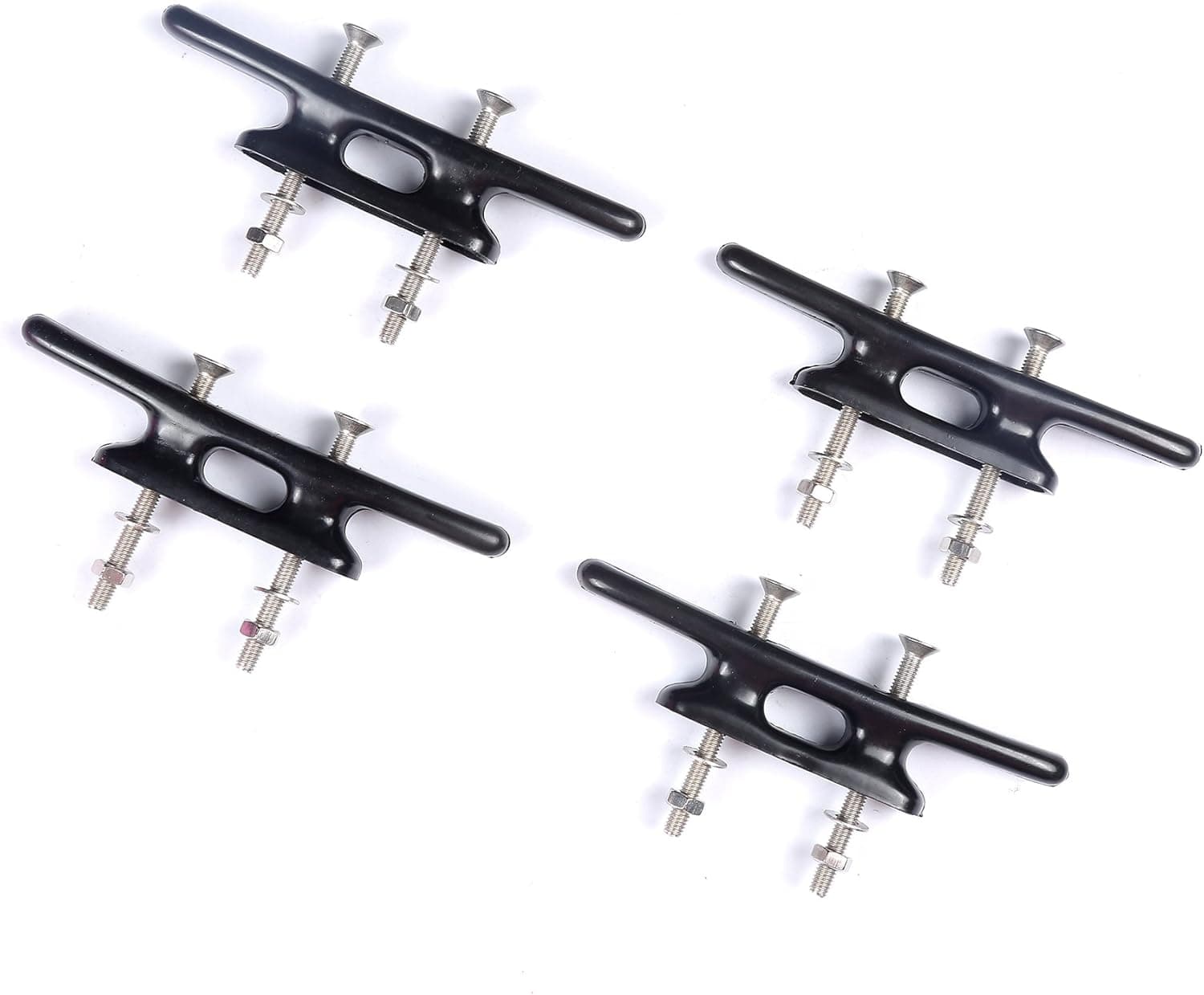 Mxeol Nylon Cleats Boat Dock Kayak Black w/Fasteners Pack of 4