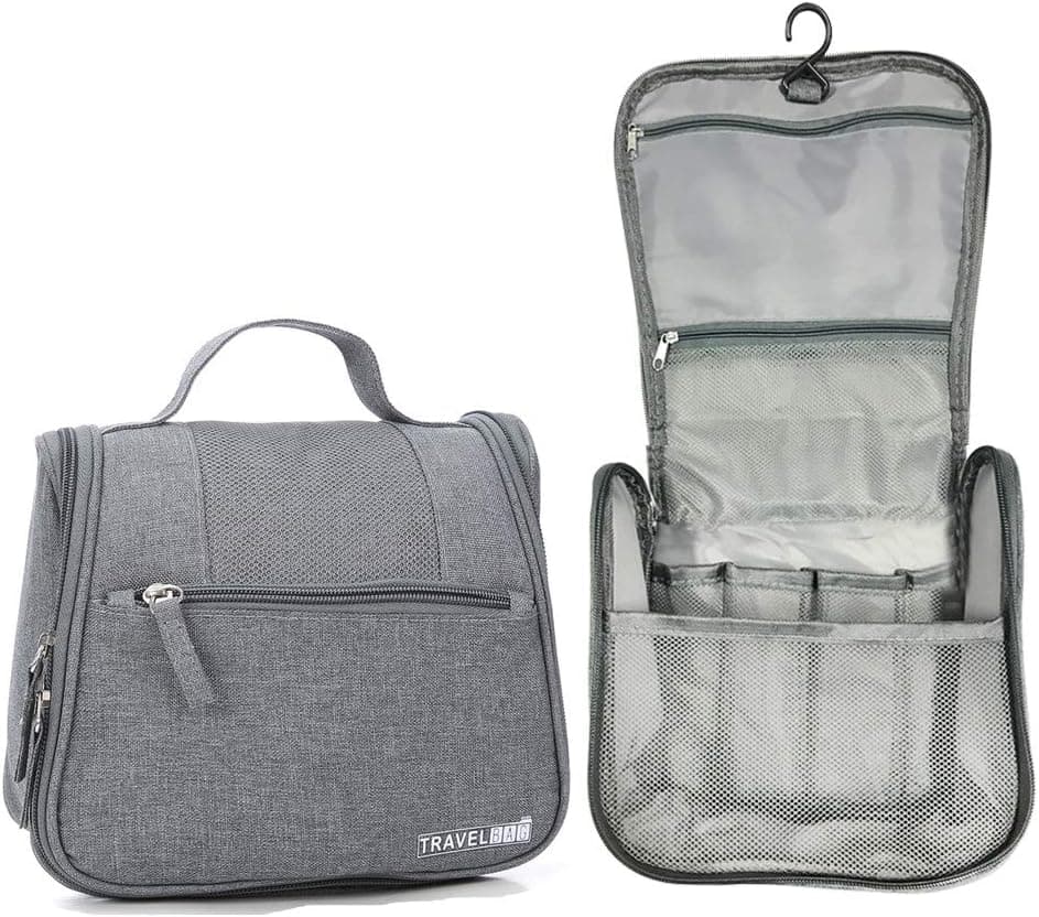 Hanging Toiletry Bag Portable Makeup Bag Shower Bag Travel Cosmetic Bag for Women Hang Case for Cosmetics and Toilet Accessories with Hook (gray)