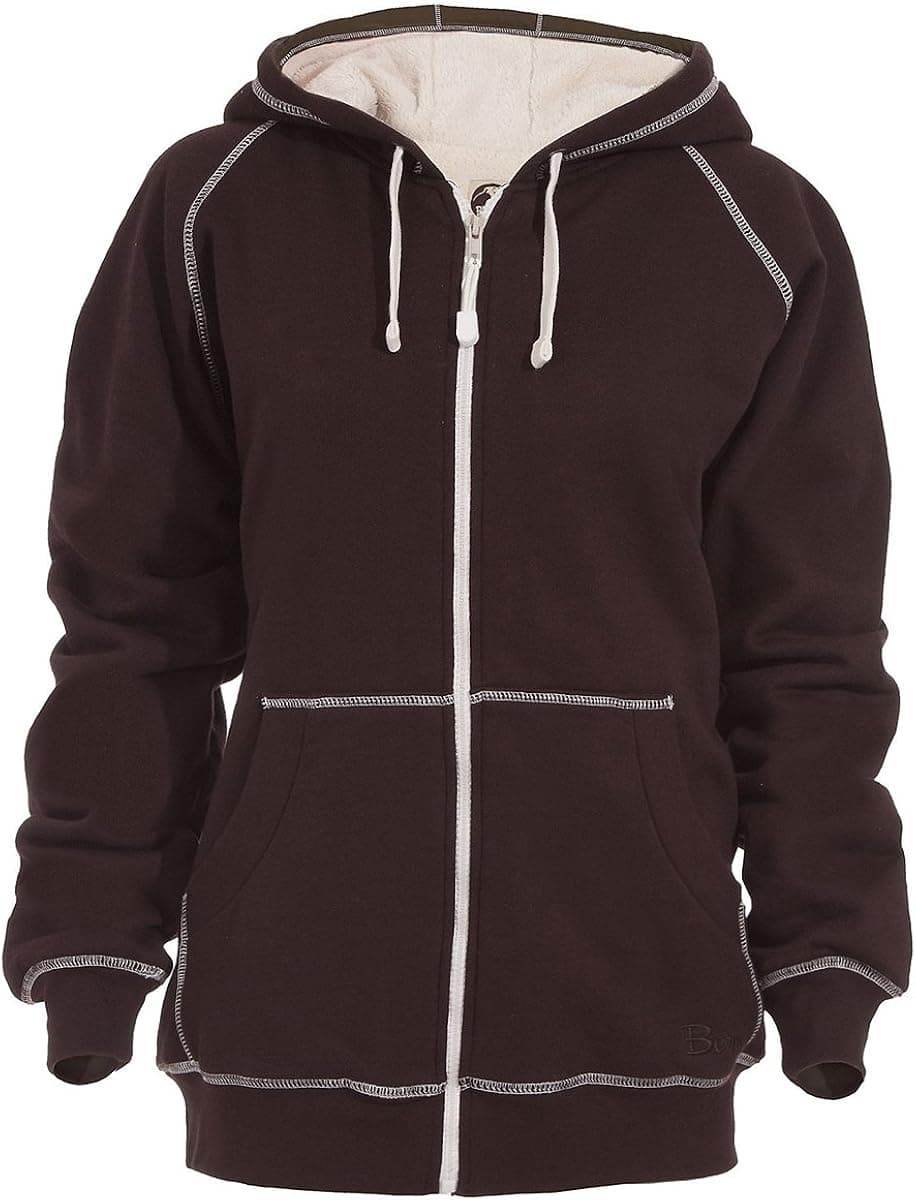 Berne Apparel WSZ113 Women's Zip-Front Hooded Sweatshirt Dark Brown X-Large
