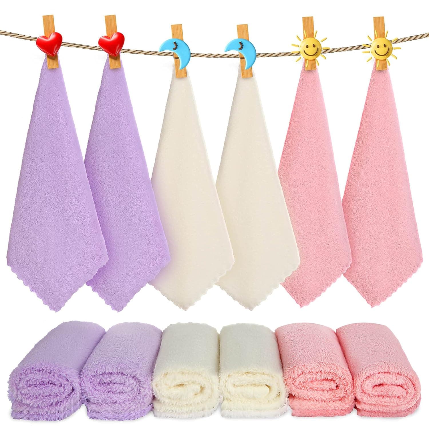 Microfiber Wash Clothes (12 pack), Baby Washcloths Makeup Remover Towel Ultra Soft Absorbent Quick Drying and