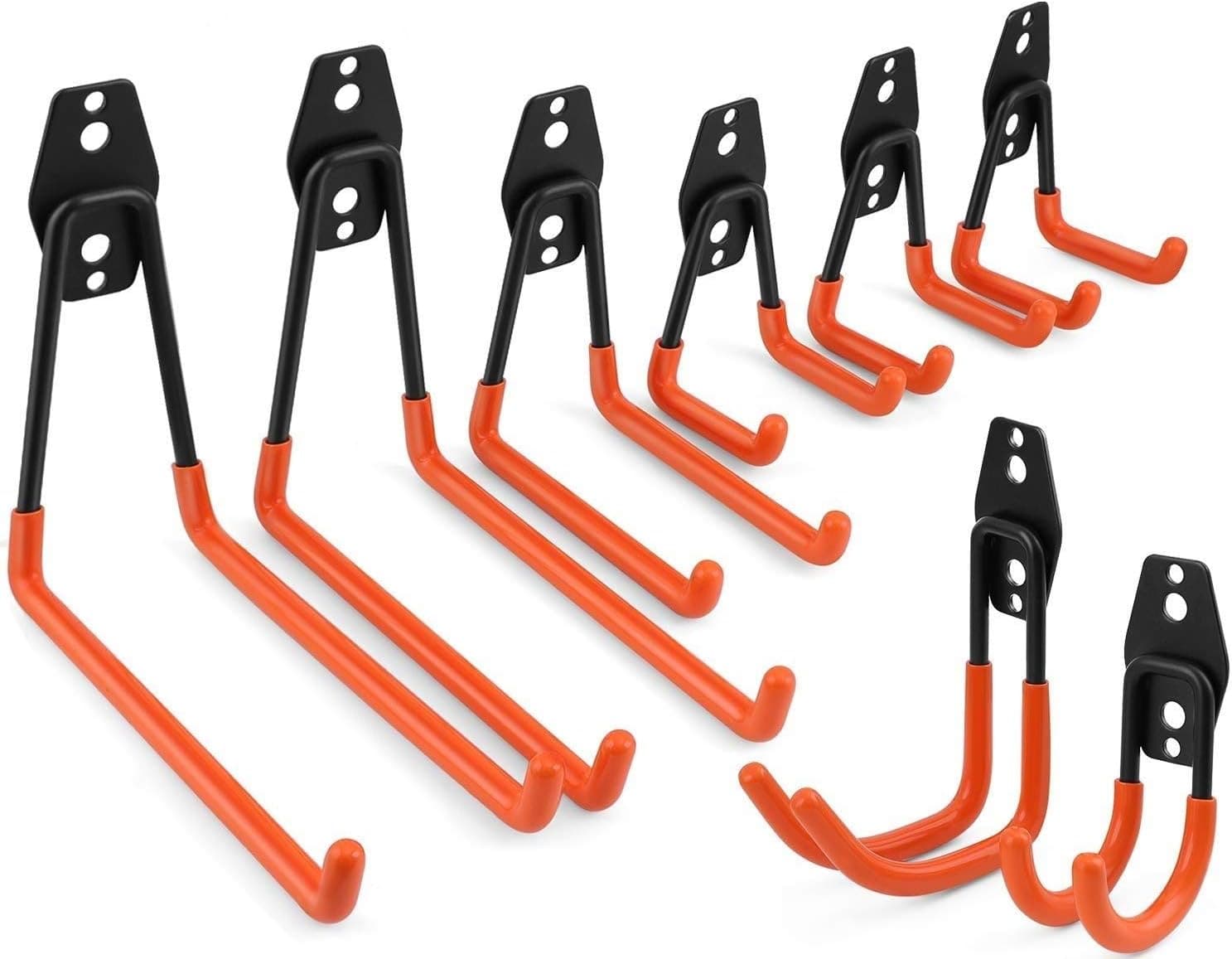 Steel Garage Storage Utility Hooks 8Pcs Heavy Duty Ladder Wall Hangers U Hooks Rust Resistant Non-Slip for Organizing Power Tools Ladders Bikes Ropes Bulk Items