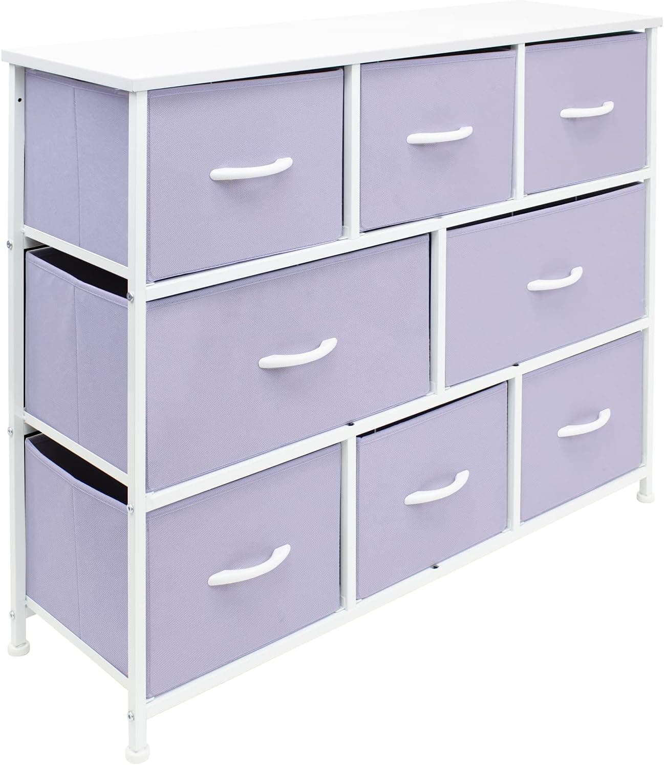 Sorbus Dresser - Furniture Storage Chest for Kids Clothing Organization, Large Organizer for Playroom, Nurseries, Bedroom, Hallway, Closet, Steel Iron Frame, Wood Top, 8 Fabric Drawers (Purple)