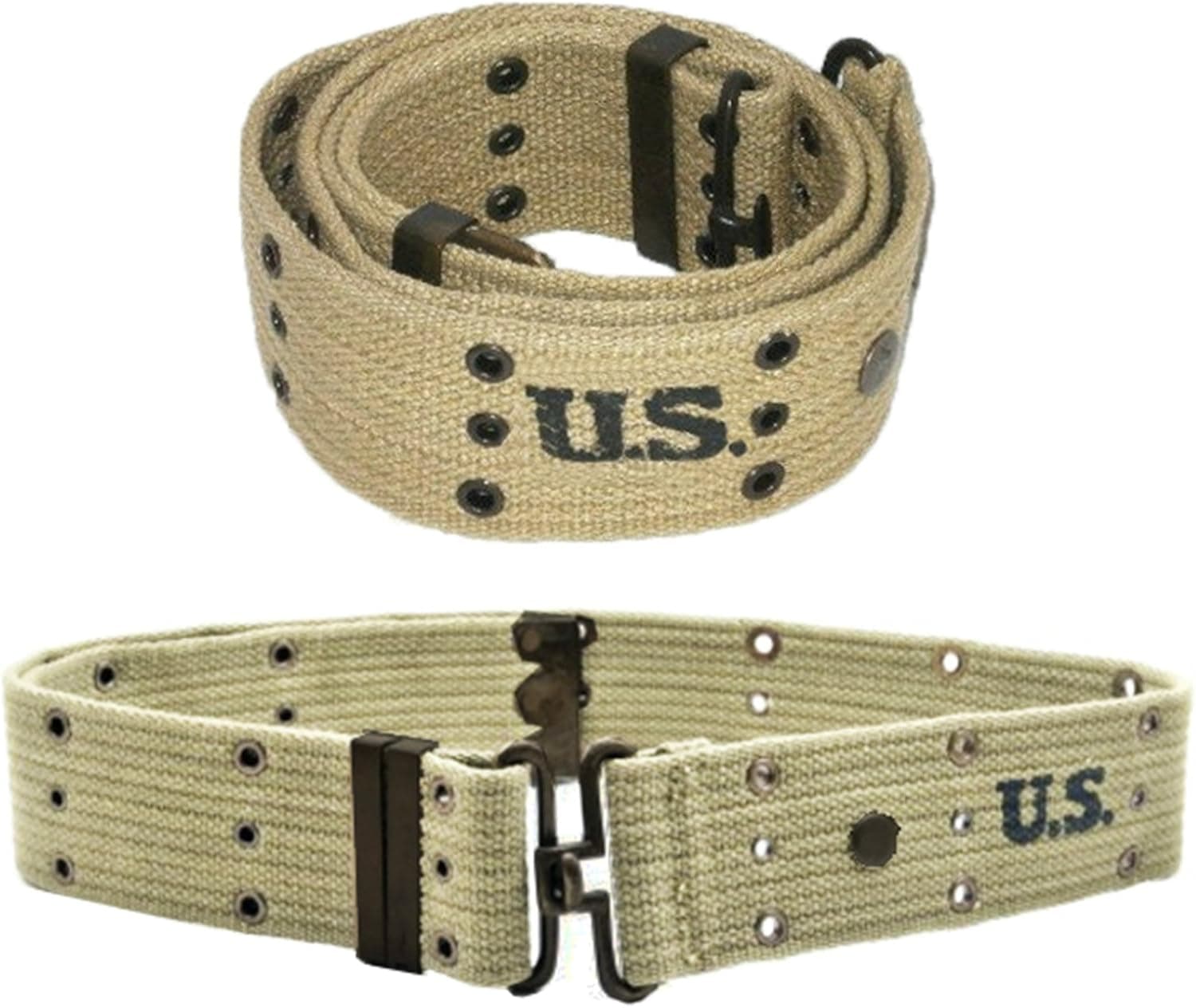 Ultimate Arms Gear Tactical Militaria U.S. Army Military GI USGI WW2 WWII Reproduction Khaki Tan M1936 Web Pistol Duty Belt For Gun Holster Mag Magazine Pouch & More Adjustable Size
