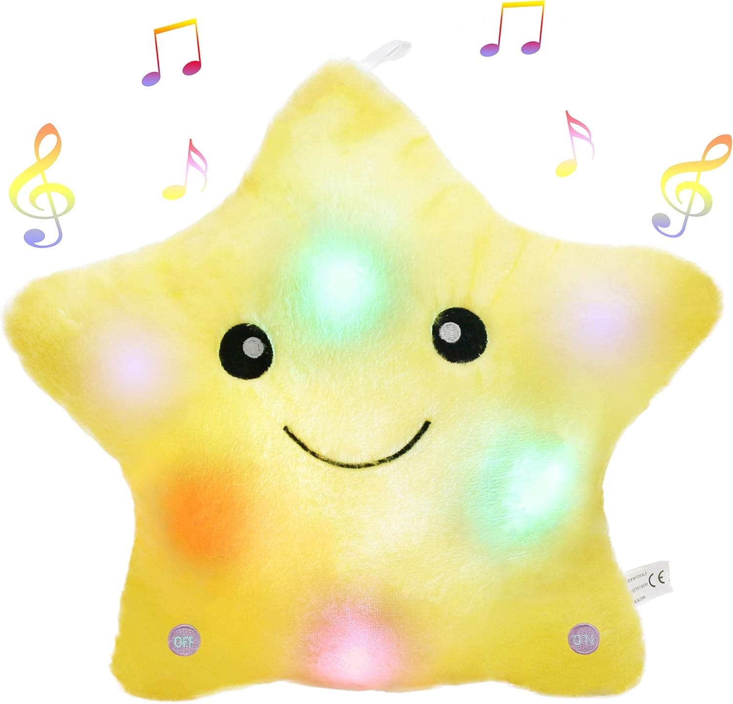 BSTAOFY 13‘’ LED Musical Twinkle Star Light up Lullaby Glow Stuffed Animal Toys Soothe Kids Emotions Birthday Christmas Festival Gift for Toddlers, Yellow