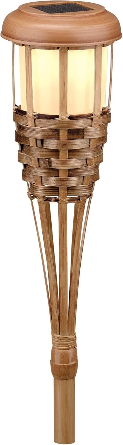 Malibu LZ604BSM32 Bamboo Solar Island Torch with Flickering Amber LEDs