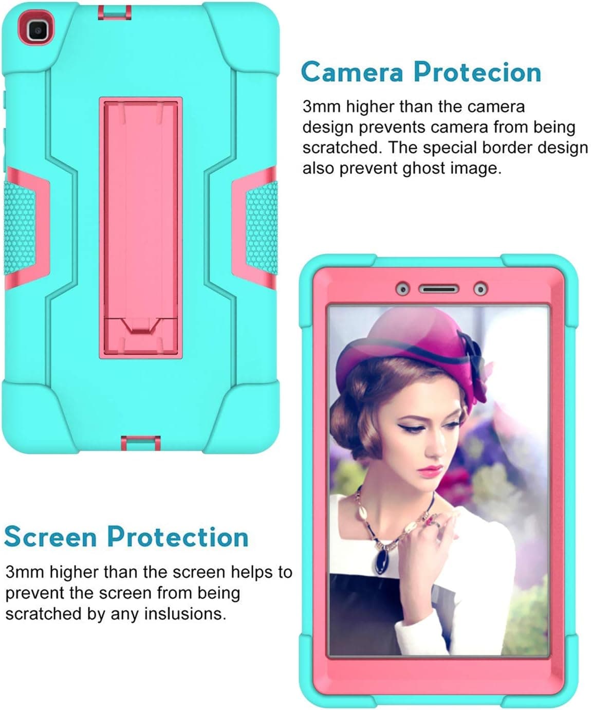 Case for Samsung Galaxy Tab A 8.0 SM-T290/T295 (2019) (Aqua+Rosered)