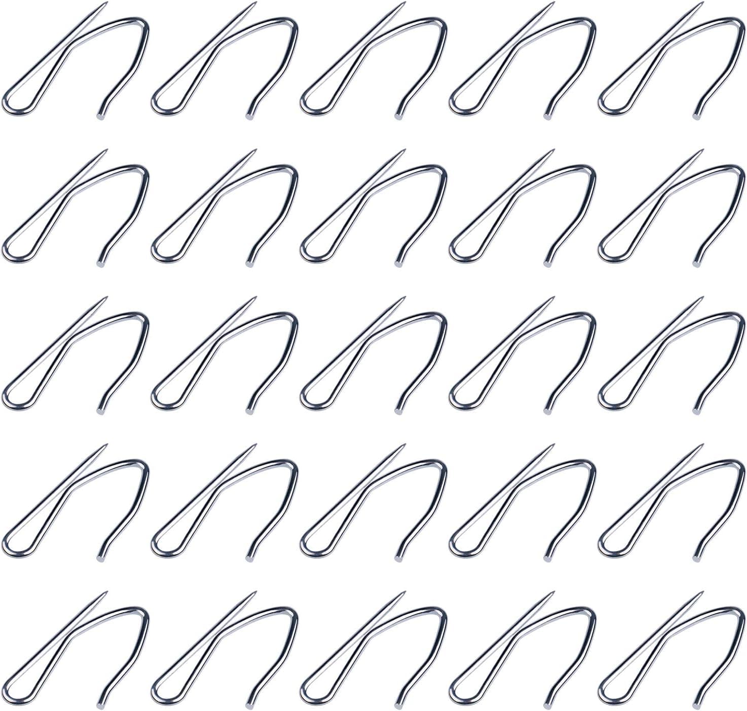 100PCS Curtain Hooks, Metal Pin-On Drapery Hook (1.3 X 0.8inch)