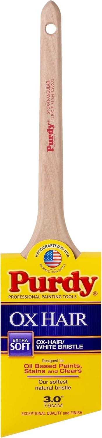 Purdy 144296030 Ox-Hair Series Ox-O-Angular Trim Paint Brush, 3 inch , White