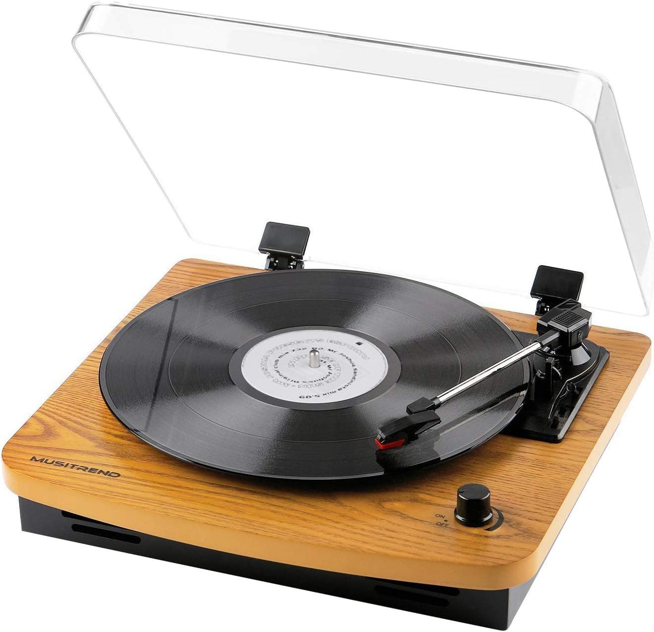 Belt-Drive Wood Turntable 3 Speed Retro&Modern DJ Vinyl LP Records Player with Stereo Speakers Supporting Vinyl to MP3 Converter (GT201)