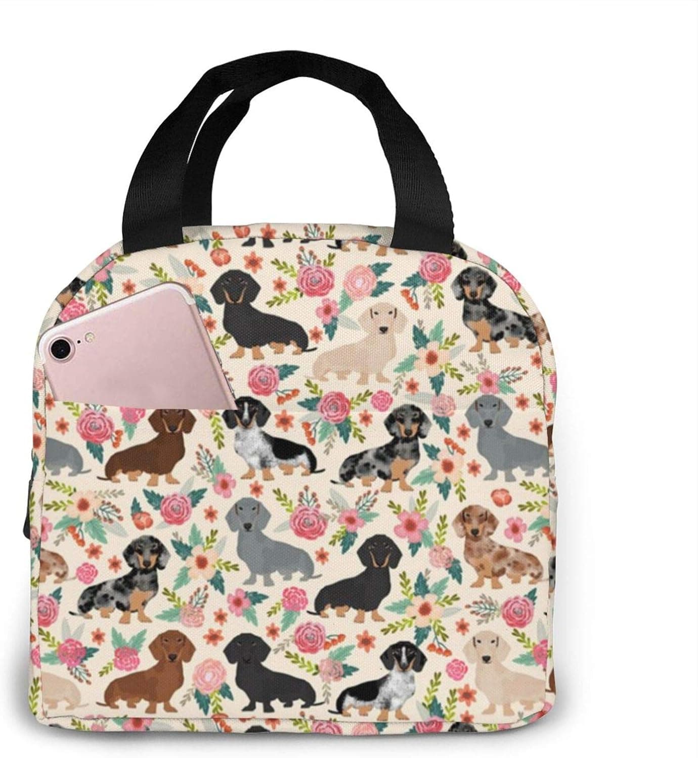 TumzfhQ Cute Dog Lunch Bag for Women Insulated Thermal Tote Lunch Box for Work College Picnic Beach Park…
