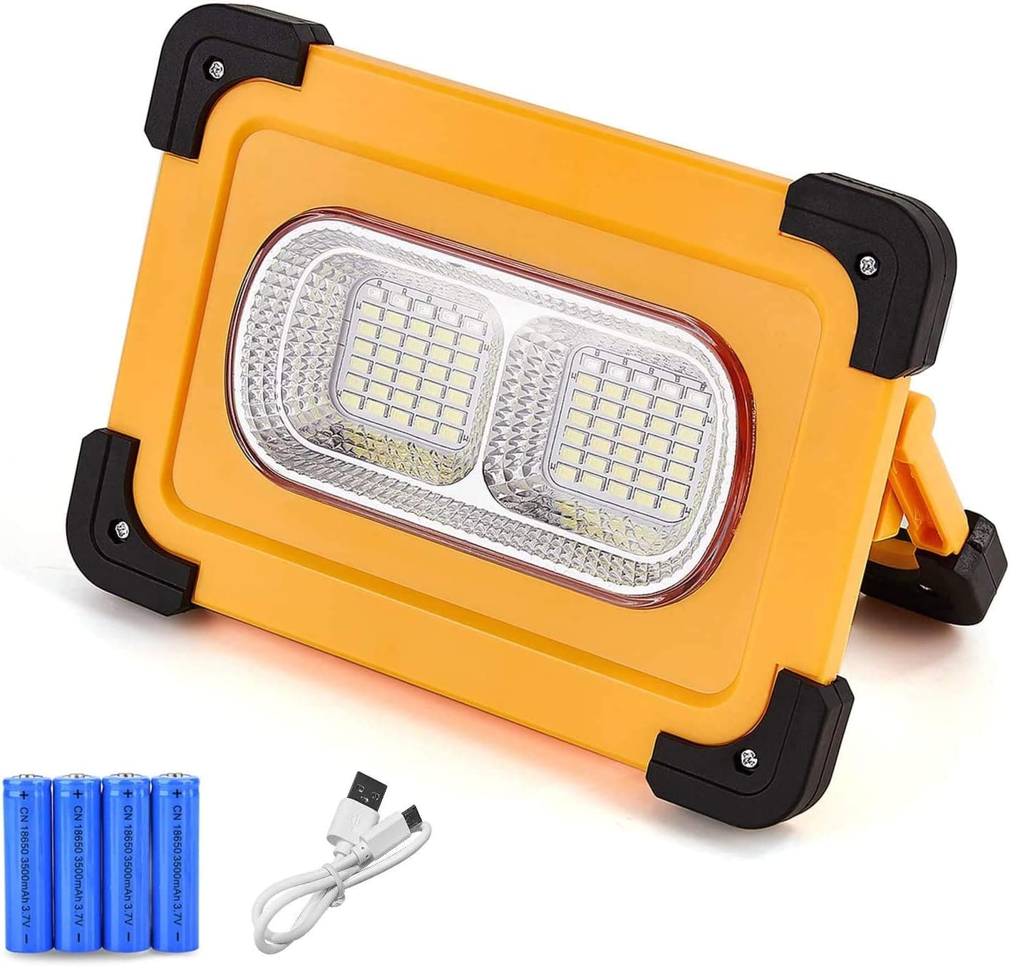 AKT Lighting Rechargeable LED Work Light, Portable COB floodlight, Solar USB Charging, Magnetic Base, Suitable for Outdoor Camping Vehicle Maintenance Work site Lighting and Emergency SOS (80W)