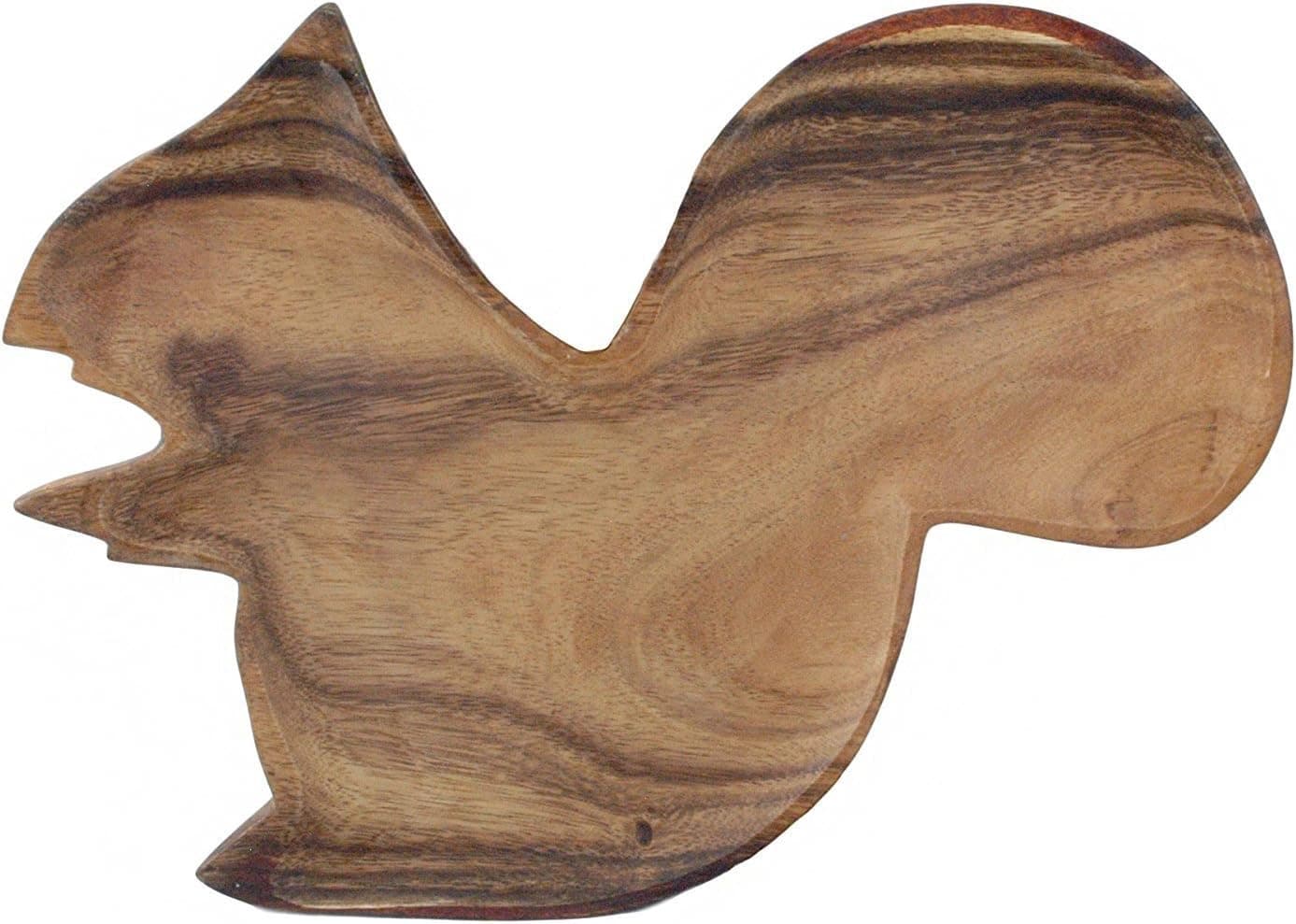 Creative Co-Op Squirrel Shaped Acacia Wood Nut Tray