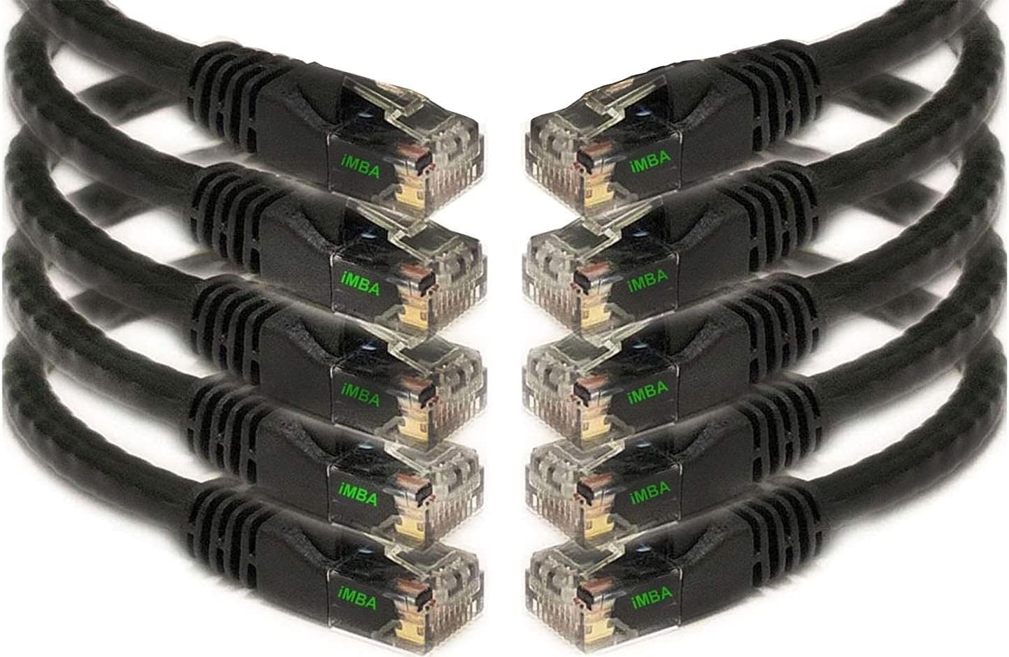 iMBAPrice 1 Feet Cat6 Cable - Premium Grade RJ45 Ethernet Snagless Patch Cord (Pack of 5) Black