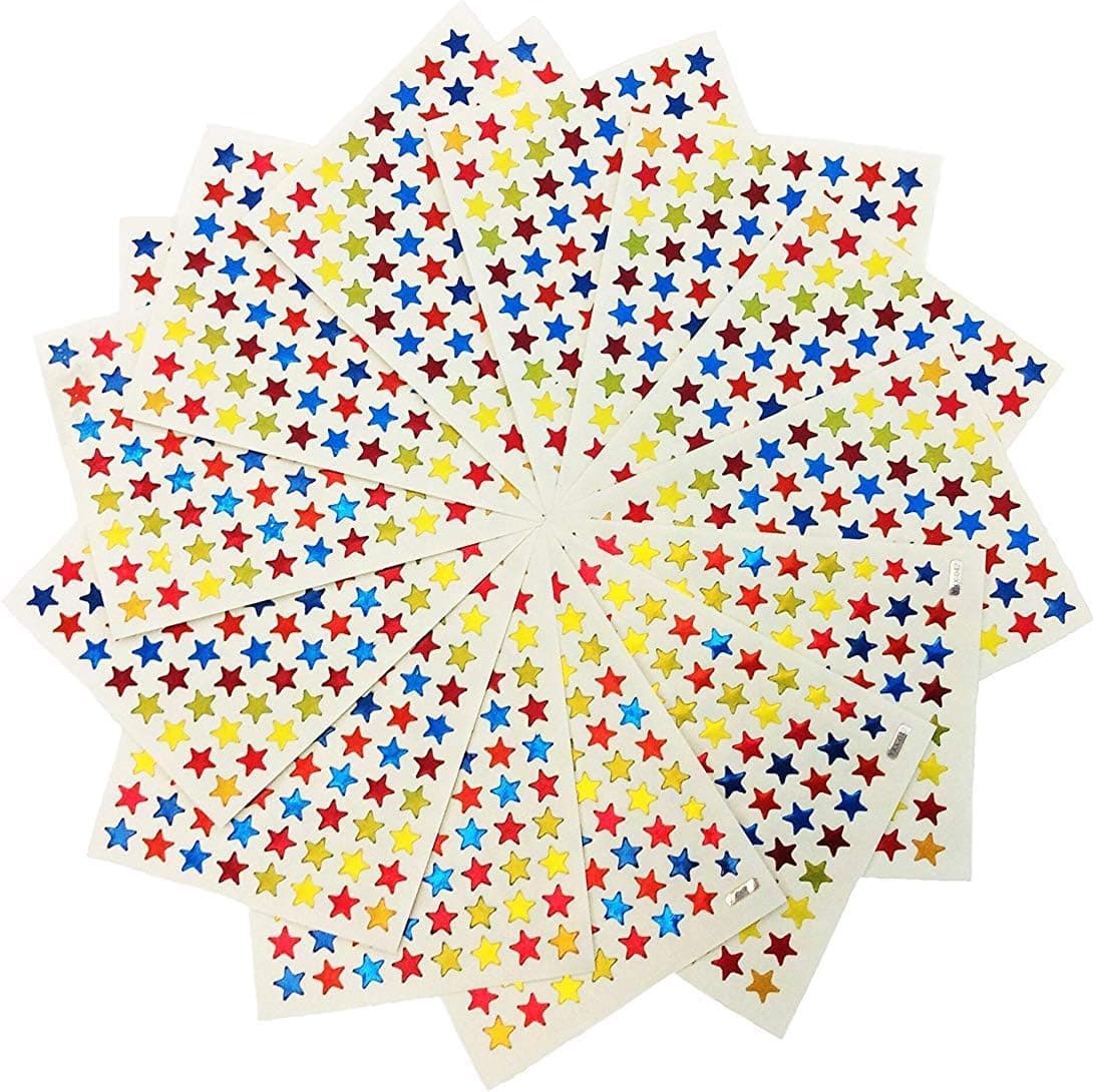 DoTebpa 150 Sheets 13200 Pcs Self Adhesive Star Stickers Labels,88Per Every Sheet,Multi Color -Teacher Supplies