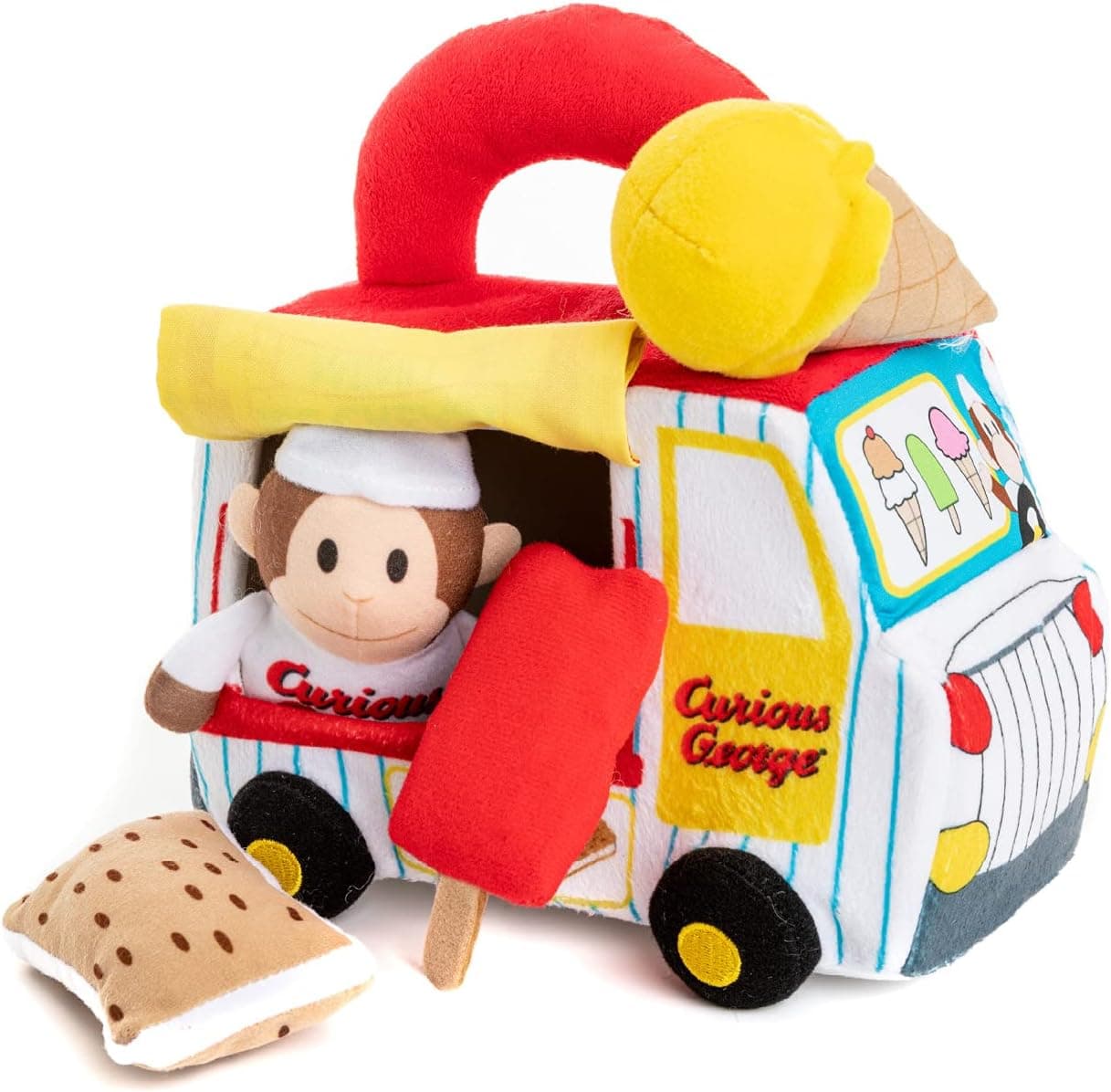 KIDS PREFERRED Curious George Ice Cream Truck Playset with Music and Plush Toys