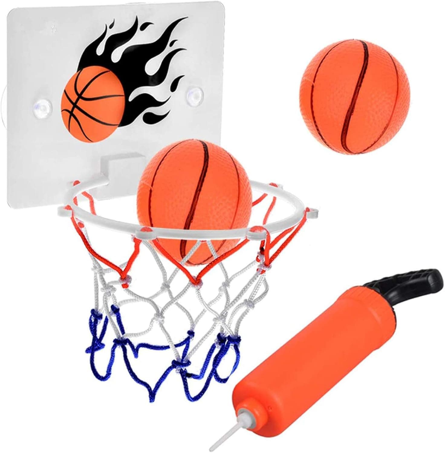 SEISSO Basketball Hoop Bath Toys for for Toddler, Kids Basketball Hoops for Game Sport, 2 Soft Ball & Pump, Upgrade Suction Cup