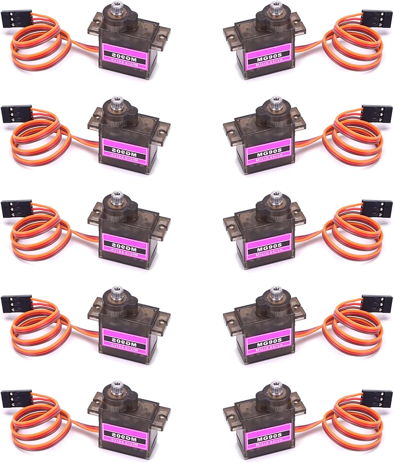RGBZONE 10Pcs MG90S Geared Micro Servo Motor 9G for Helicopter Airplane Boat Smart Robot Car Controls