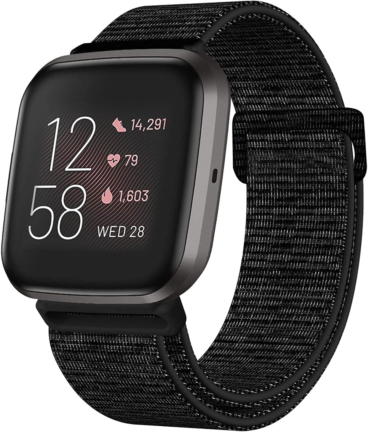 Lomet Nylon Sport Bands Compatible with Fitbit Versa 2/Fitbit Versa/Versa Lite/Versa SE,Classic Soft breathable Nylon Wristbands for Fitbit Versa Smart Watch Women Men,B1-Midnight blue