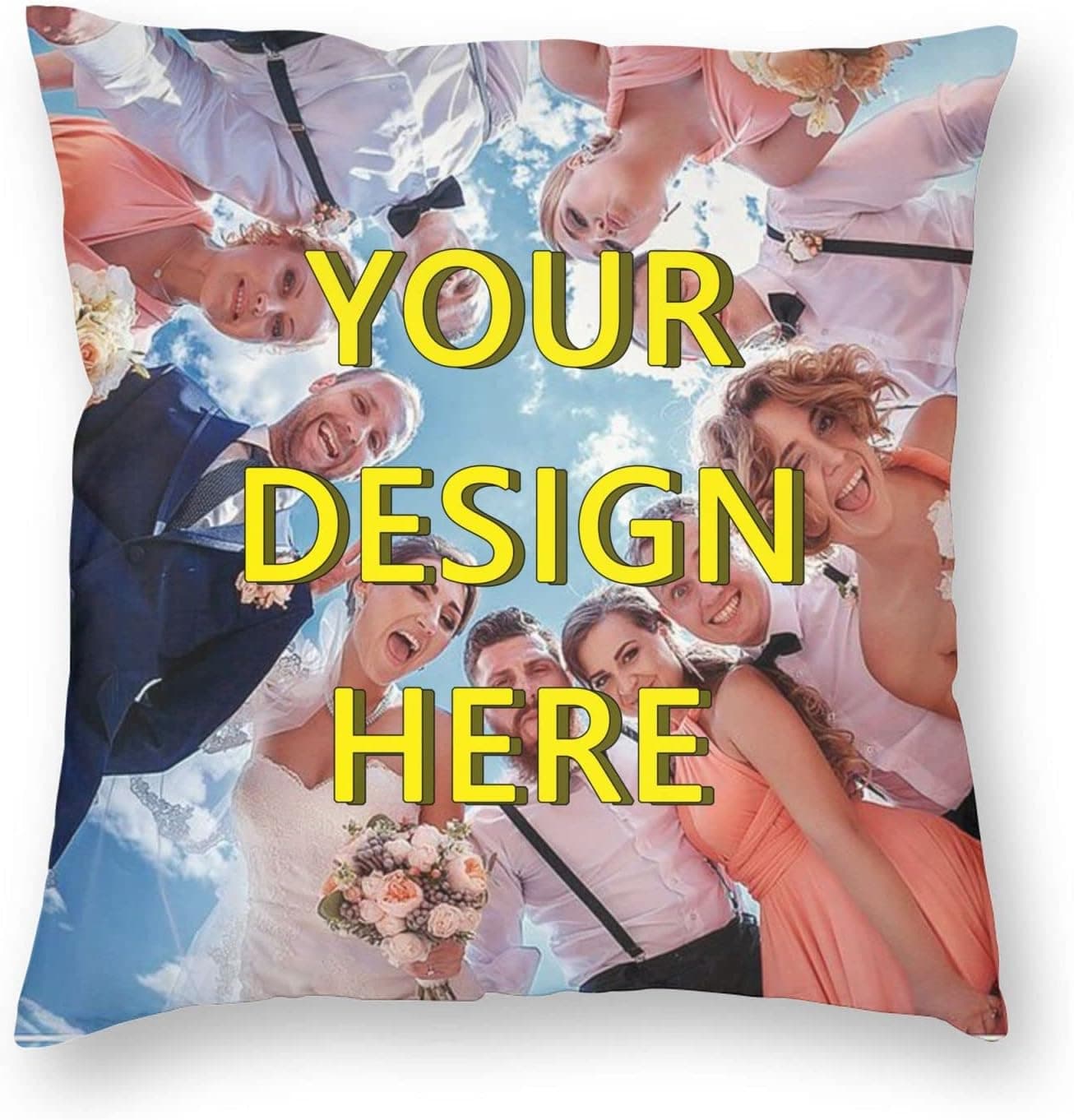 LURCAZT Custom Pillowcase, Add Your Own Text, Photo or Logo, Customized Pillow Covers, Two-Sides Printed Cushion Pillow, Personalized Pet Photo Pillow, Love Photo Throw Pillow (18x18)