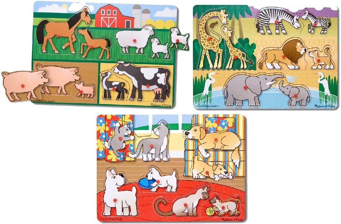 Melissa & Doug Peg Puzzle Bundle - Animals