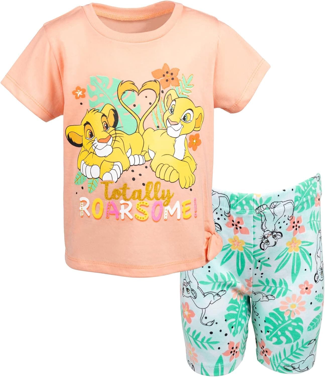 Disney Lion King Toy Story Moana Simba Nala Jessie Woody Girls T-Shirt & Bike Shorts Outfit Set Infant to Little Kid