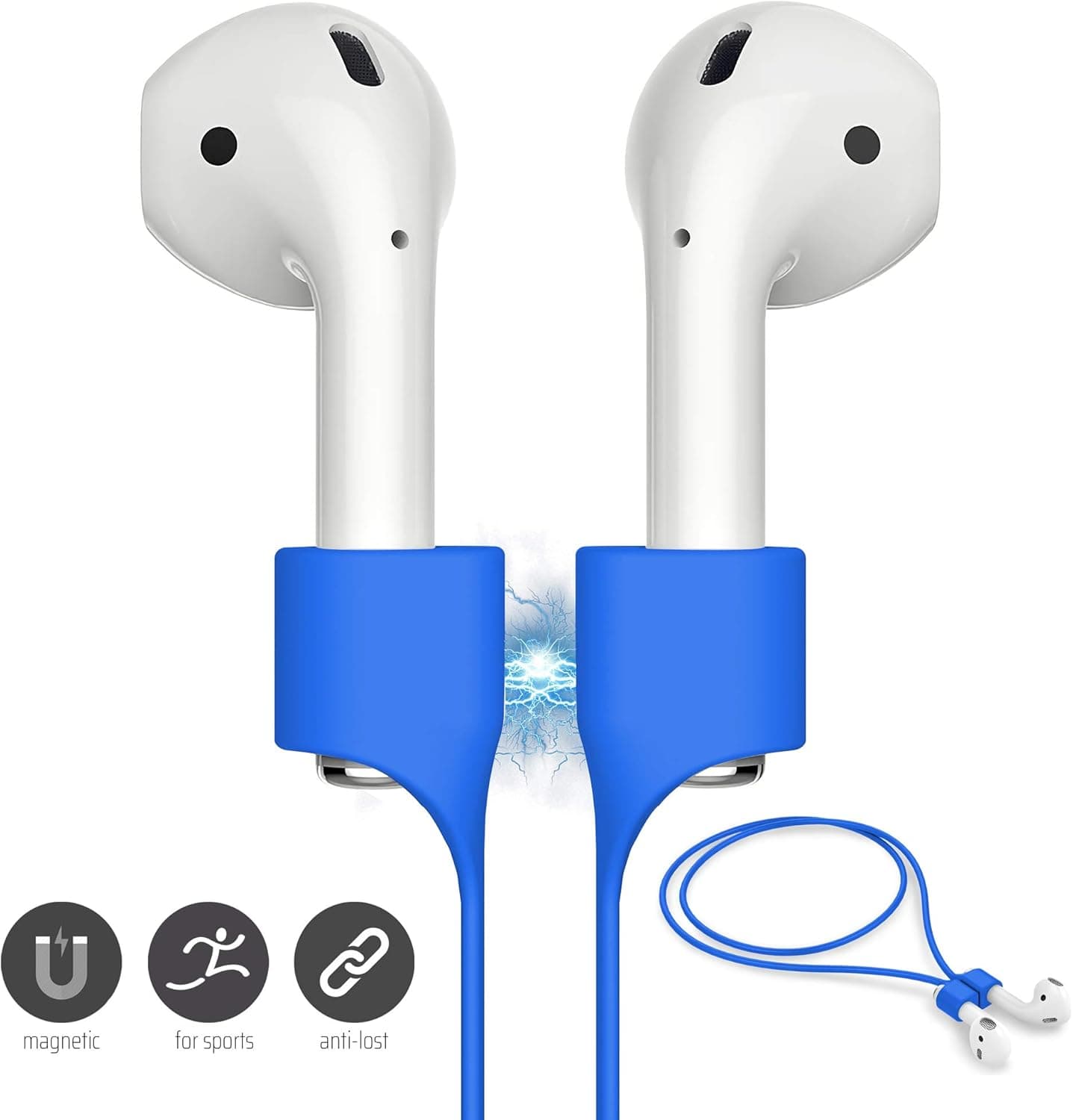 FONY Airpods Magnetic Strap Anti-Lost Airpods Cord Sport String Silicone Leash Cable Connector – Airpods Accessories for Airpods Pro/2/1 (Blue)