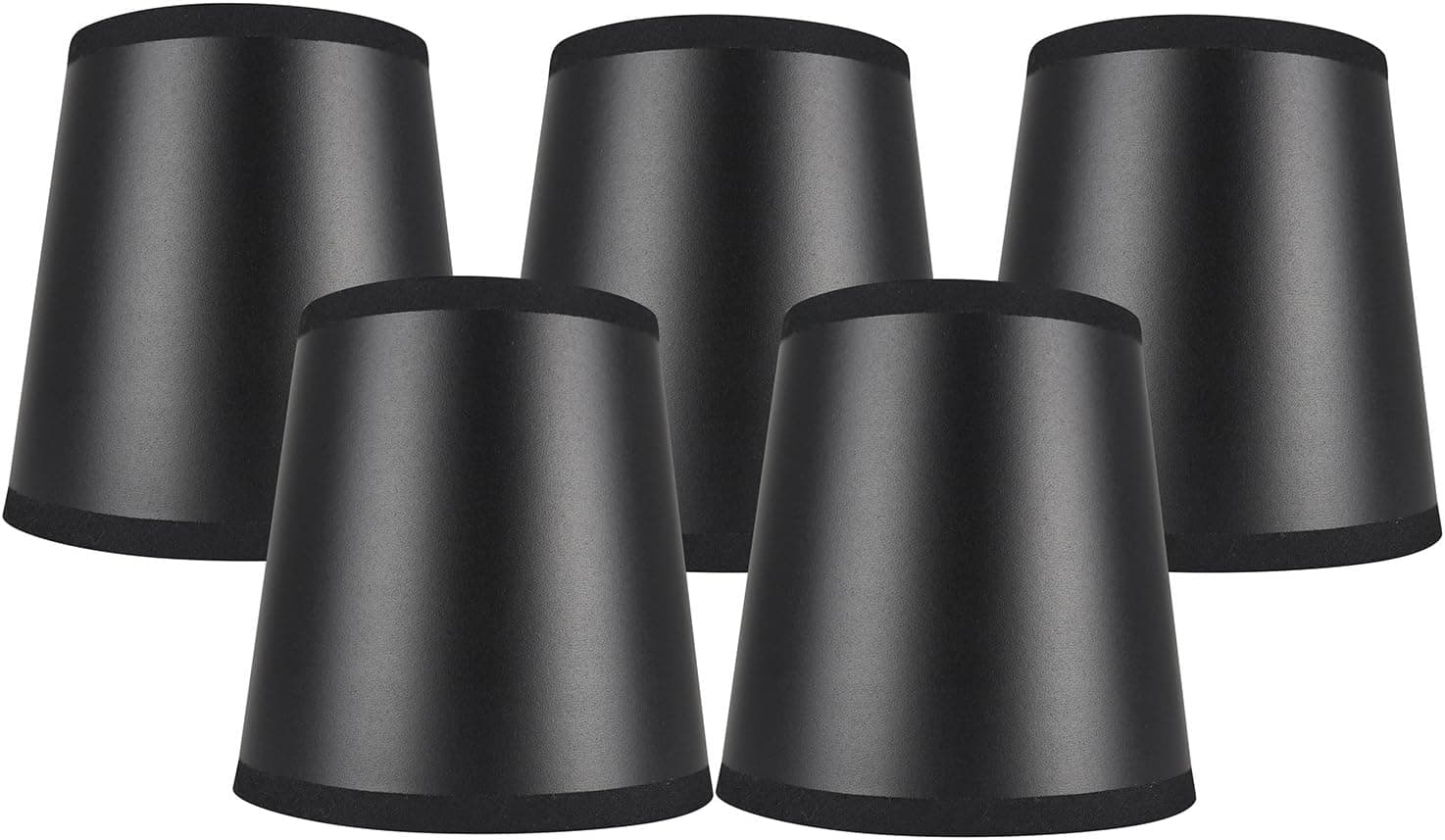 Meriville Set of 5 Black Paper with Gold Liner Chandelier Lamp Shades, 3.5-inch by 4.5-inch by 4.5-inch Clip on